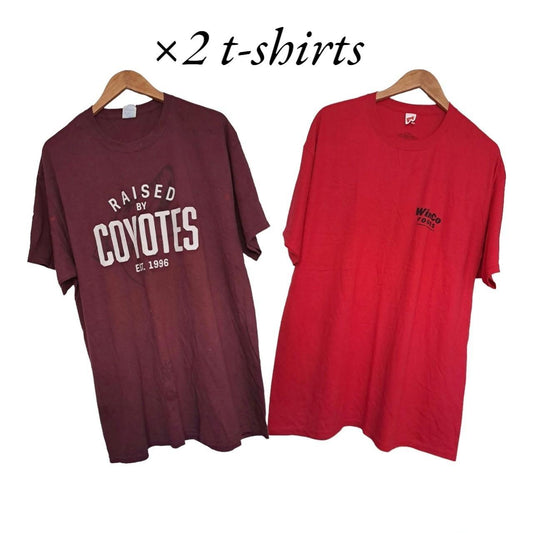 2 red and maroon t-shirts for the price of 1