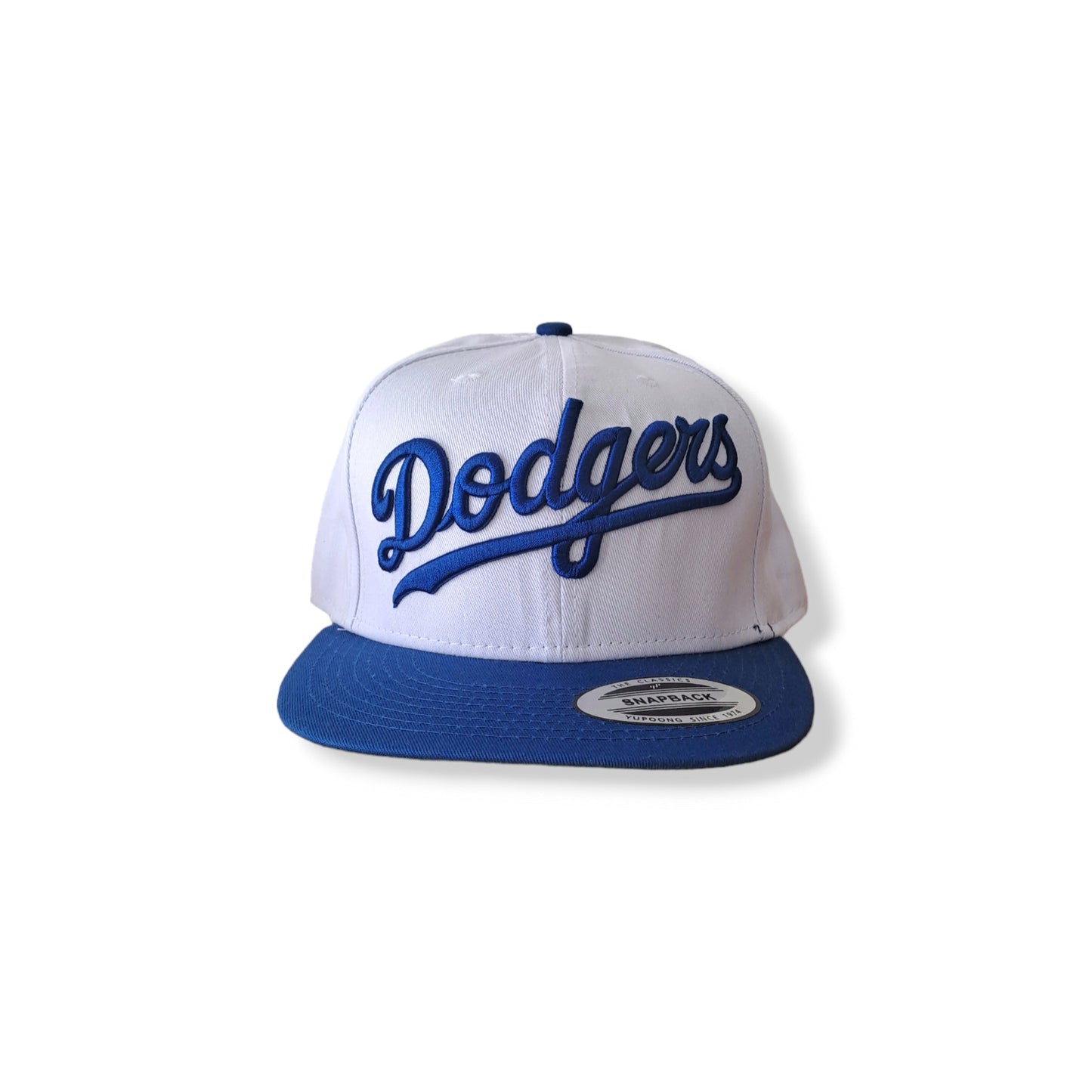 White and blue Los Angeles Dodgers hat